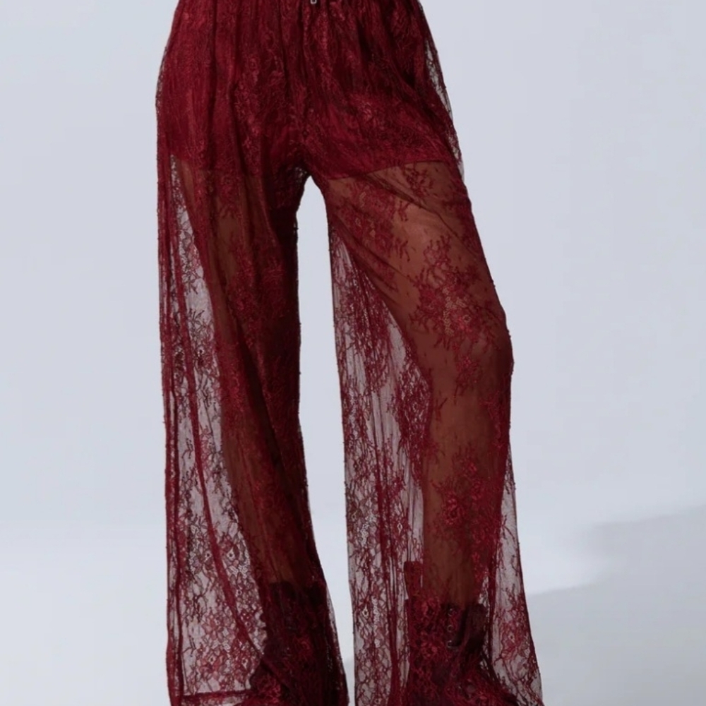 Akira Burgundy Lace Pants Size Xl